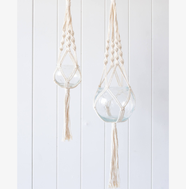 Hanging Glass Pots with Jute Rope