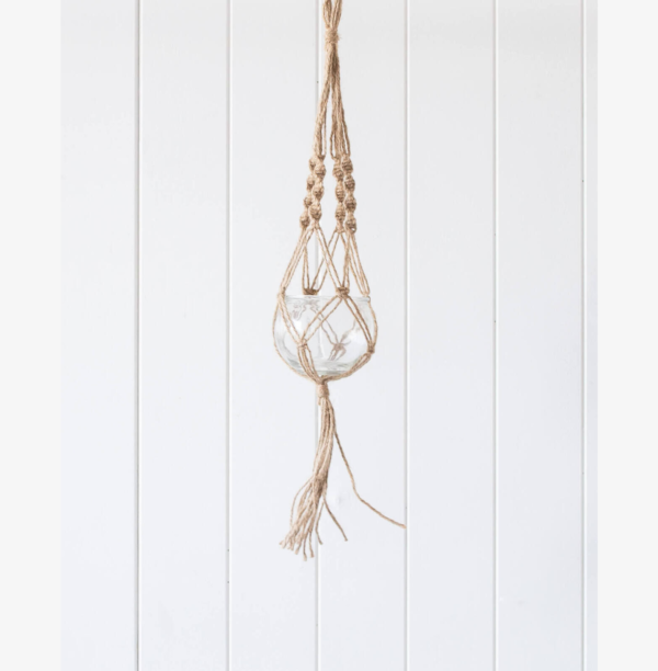 Hanging Glass Pot with Jute Rope